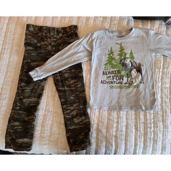 Disney Frozen Shirt & Baby Route 66 Pants Outfit – Size 5/6 & 5T - Picture 3 of 6